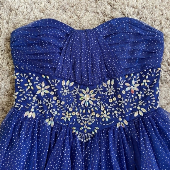 Roberta Bridal Blue Sparkling Embellished Strapless Gown - Picture 7 of 10